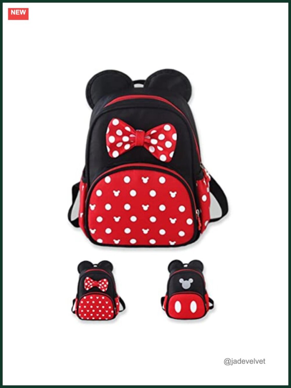 Cute Mini Backpack Cartoon Mouse Ears Bowknot Canvas Daypack Travel Bag